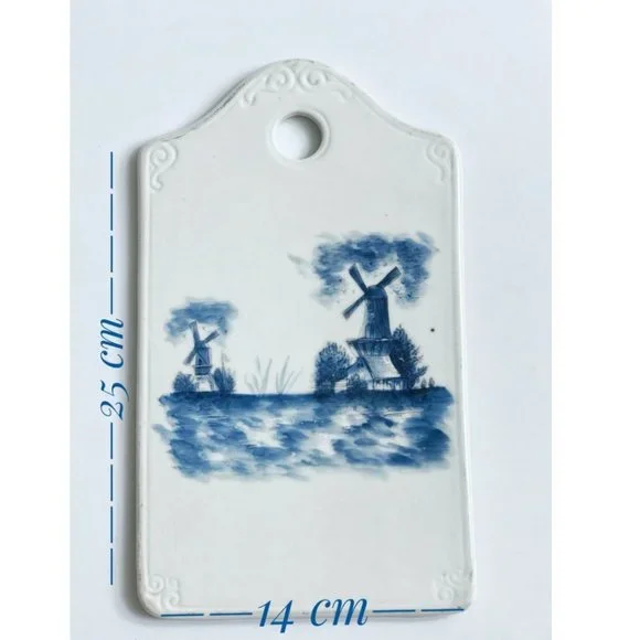 Holland Tile Antique Windmill Bread and Cheese Cutting Board Plate Collectible - Picture 2 of 9